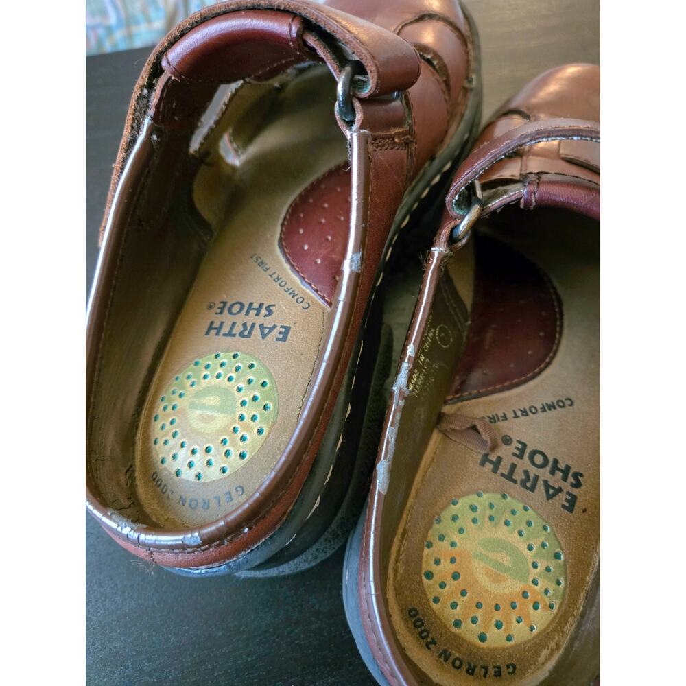 Chunky Fisherman Leather Mule Clog 7 Brown Earth Shoe Harriet Summer Boat Yacht - Picture 8 of 10